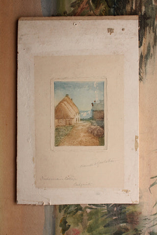 Miniature Hand Painted Etching - Fisherman's Cottage