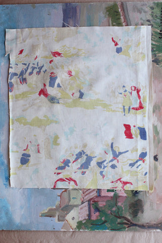 Vintage Dress Fabric - Roses & Fern