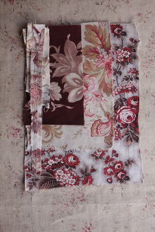 Ensemble of Antique French Printed Floral Cottons - No.1