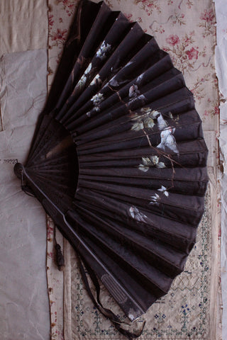 Perfectly Imperfect Hand Painted Victorian Silk Fan.
