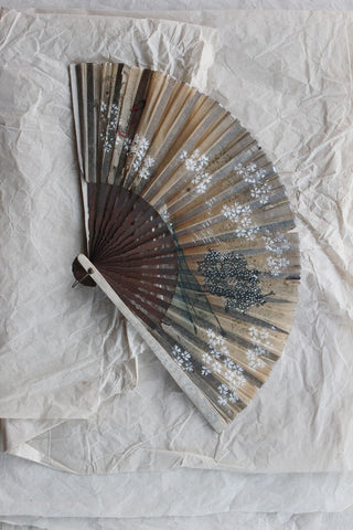 Old Hand Painted Paper Fan