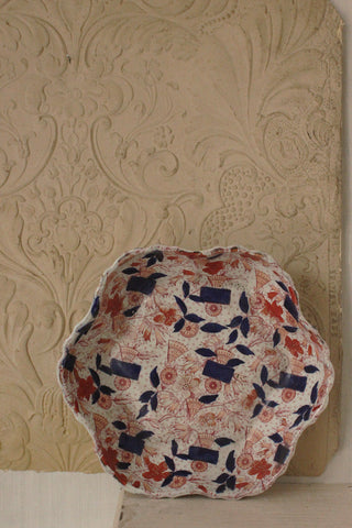 Beautiful Hand Painted Old Serving Dish - Fans
