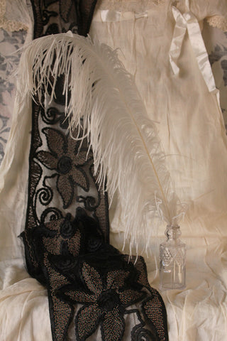 Tall Antique White Ostrich Feather