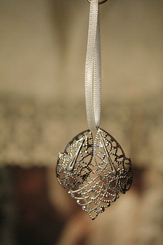 Vintage Pressed Metal Decoration - Filigree Leaf