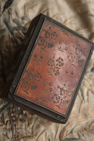 Old Rare Ditsy Floral Copperplate Block
