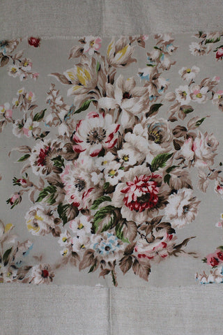 Vintage Dress Fabric - Roses & Fern