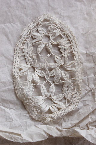 Old Floral Hand Made Lace Motif/Insert