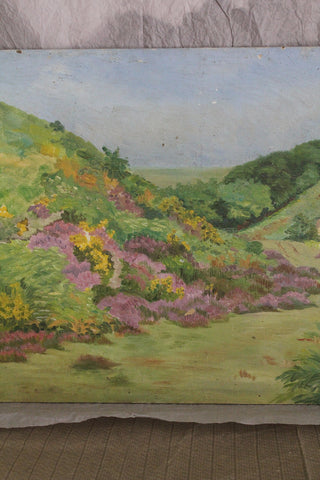 Old Oil Painting On Board - The Flower Bank