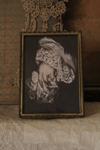 Beautiful Detail Antique Brass Frame - Lace and Linen