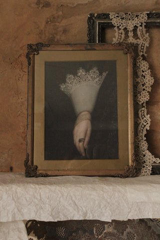 Beautiful Detail Antique Brass Frame - Lace & Jewels