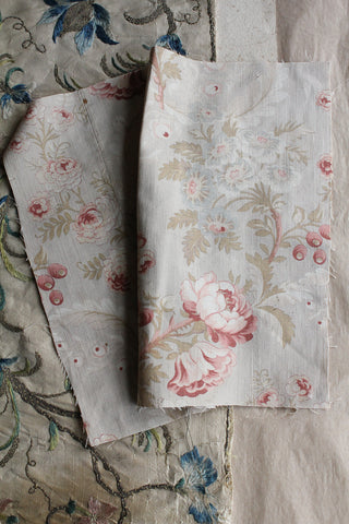 Reclaimed Antique French Floral Cotton With Seam