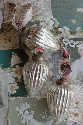 Beautiful Lustre Glass Cone Decorations - Silver