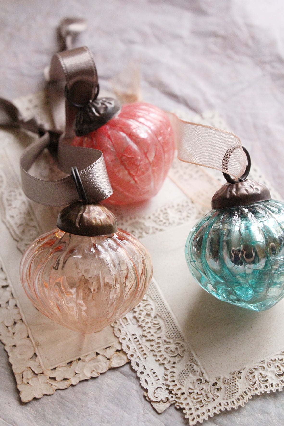 Beautiful Glass Decorations - Patisserie Mint, Peach & Honey Blush