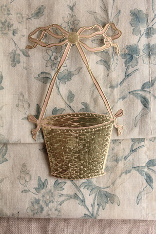 Vintage French Greetings Applique - Flower Basket