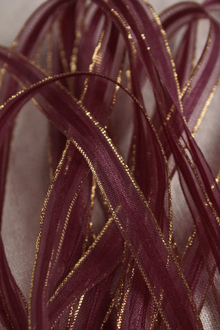 Chiffon Ribbon - Patisserie Sugary Grape & Gold Stripe