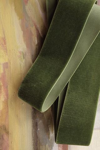 Wide Velvet Ribbon - Moss - 3.5cm