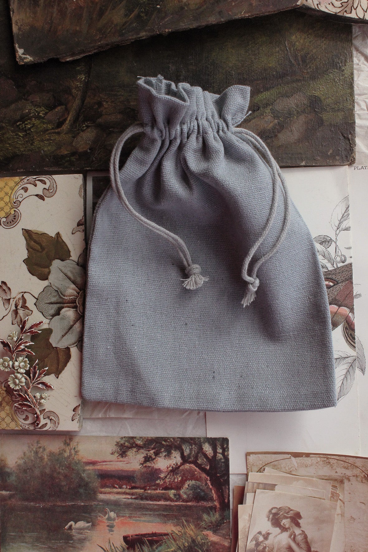 Linen Gift/Keepsake Bag - French Grey