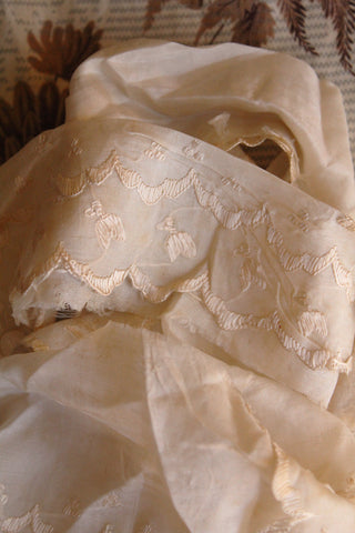 Reclaimed Antique Hand Embroidered Silk Edging