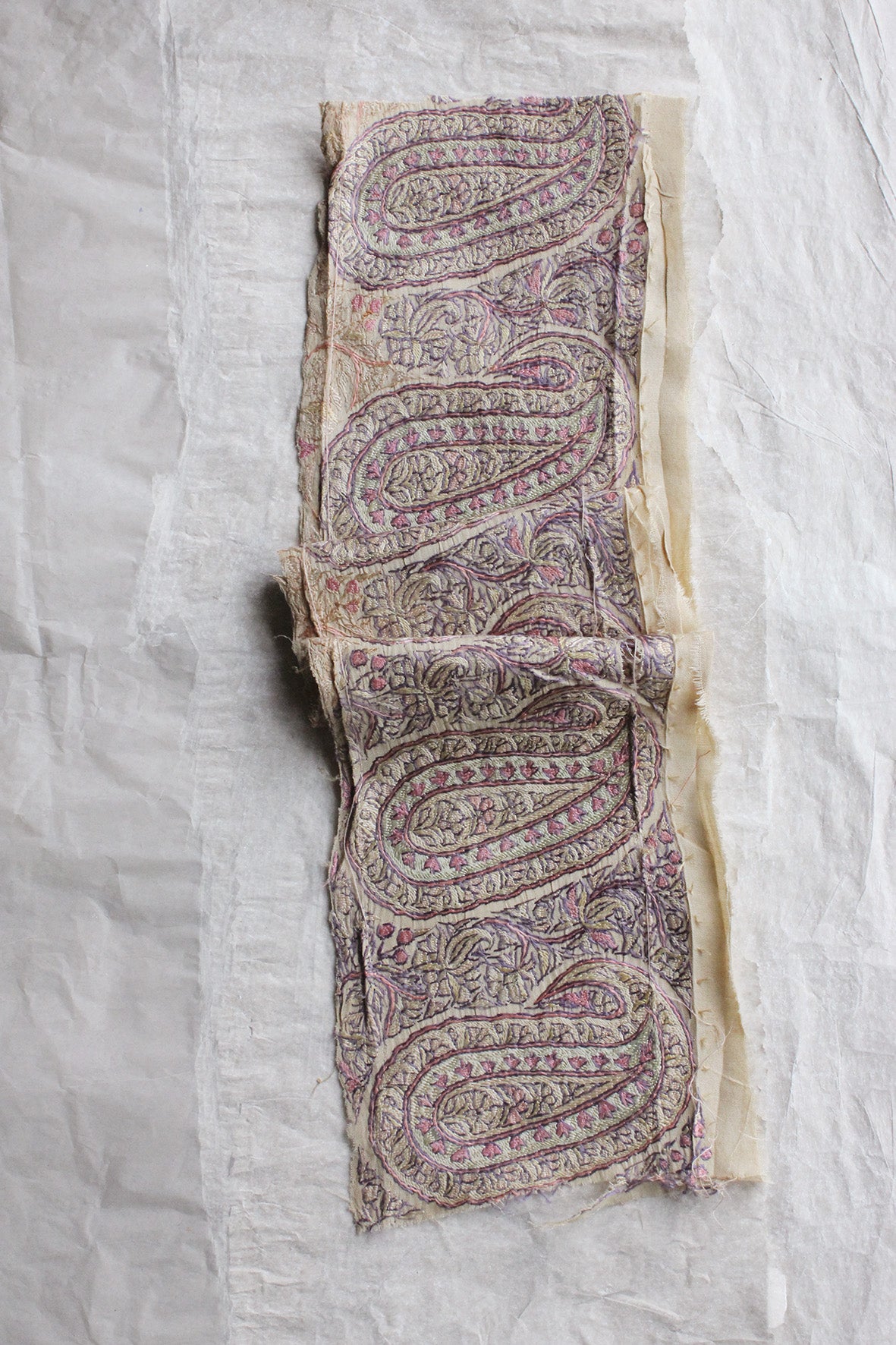 An Exquisite Hand Embroidered Worn Twenties Silk Border - Panel 3