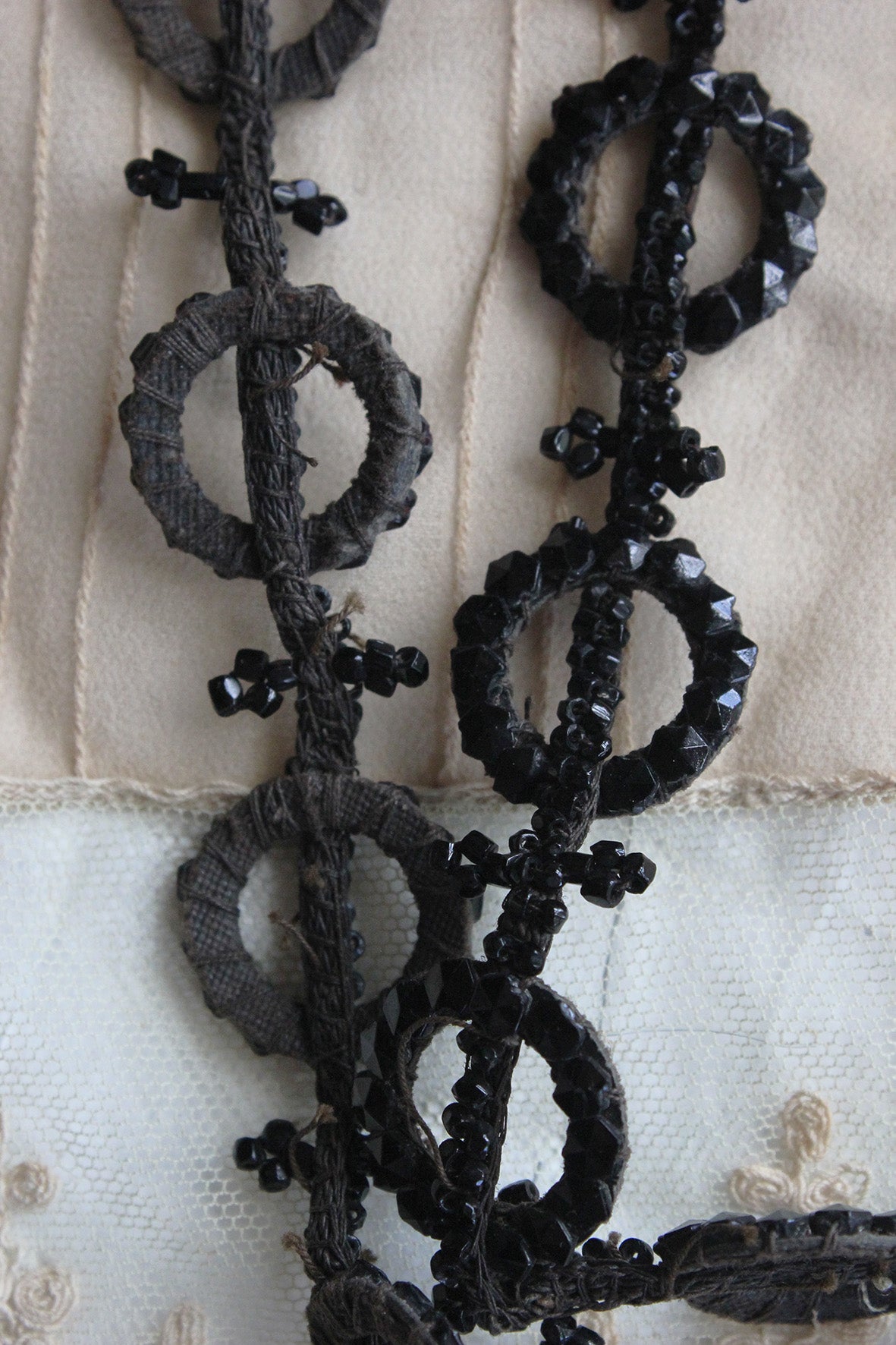 Black Victorian Mourning Hand Worked Beaded Detail