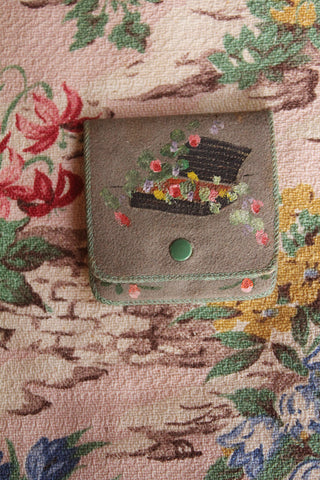Old Hand Painted Pouch of Silk Reels