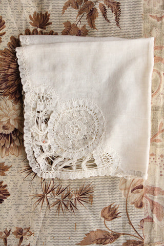 Delicate Floral Cameo Lace Handkerchief
