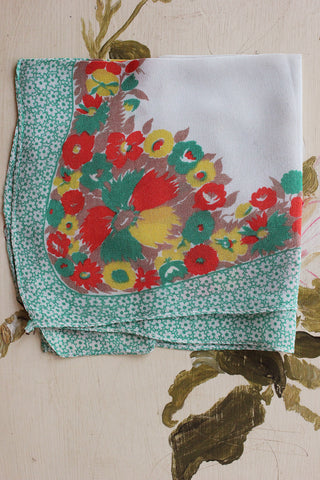 Sweet Silk Crepe Floral Hanky