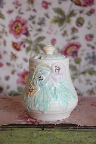 Sweet Vintage Pastel Floral Preserve Pot