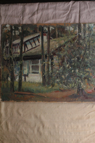 Old Expressional Oil Painting - The Secret House