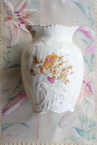 Old Ironstone Floral Transfer Vase