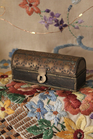 Old Wooden & Applique Brass Chest