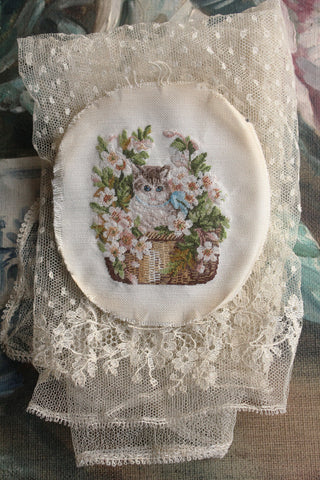 Sweet Little Needlepoint - Kitten and Flowers