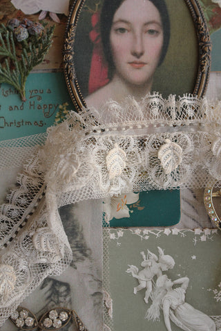 Reclaimed Lace Collar Panel with Broderie Leaves