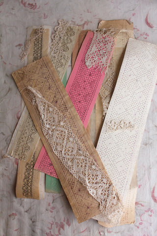 Collection of Old Lace Pricking Cards and Papers