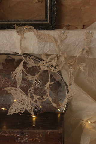 Beautiful Rare Sculptured Panel of Schiffli Linen Lace