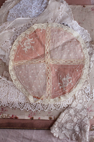 Unfinished Lace & Lawn Dresser Mat On Orange Base Paper - Pale Orange