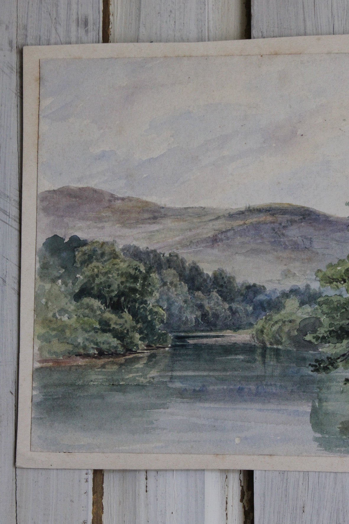 Beautiful Old Watercolour Painting - Riverbank