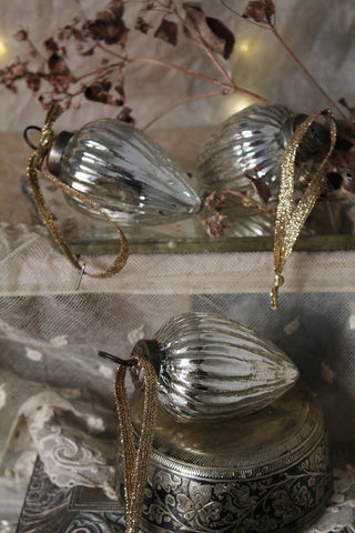 Beautiful Glass Pinecones - Silver