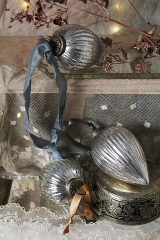 Beautiful Large Glass Pinecones - French Silver