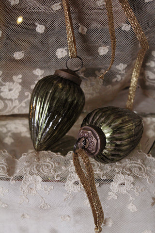 Beautiful Glass Pinecones - Olive Gold