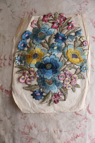 Large Rare Beautiful Embroidered Floral Decorative
