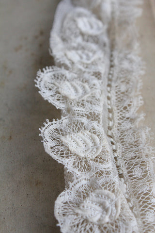 Reclaimed Lace Collar Panel with Broderie Leaves
