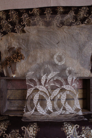Antique Embroidered Floral Lace Sample with Fine Metallic Thread Details