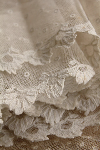 Antique Bridal Lace Edging - Leaves and Open Circles