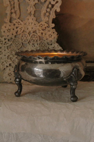 Beautiful Legged Plated Candle Holder with Frill