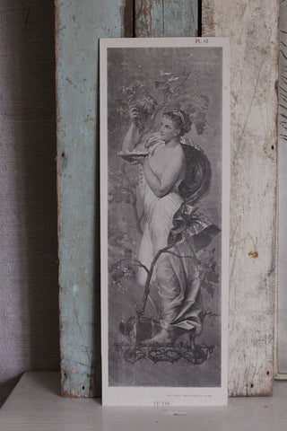 Old French Print on Card - Le Vin