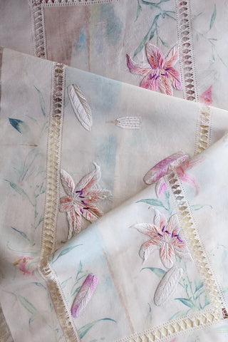 Beautiful Hand Embroidered Hand Painted and Silk Table Runner