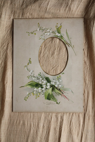 Old Victorian Photograph Mount - Lily of the Valley