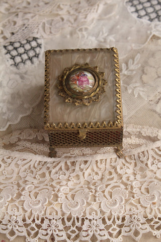 Limoges Trinket Chest With Mirror