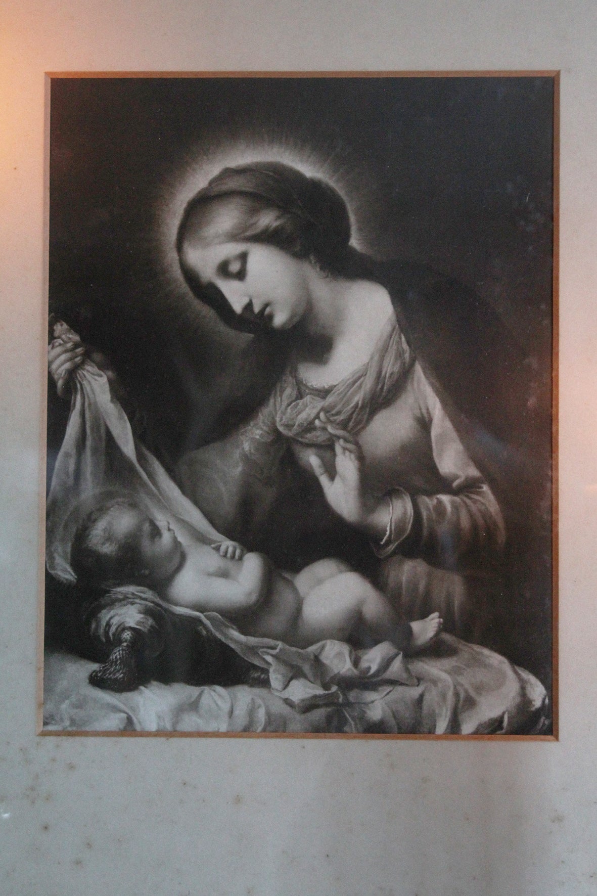 Beautiful Antique Frame and Print - "Madonna & Child"